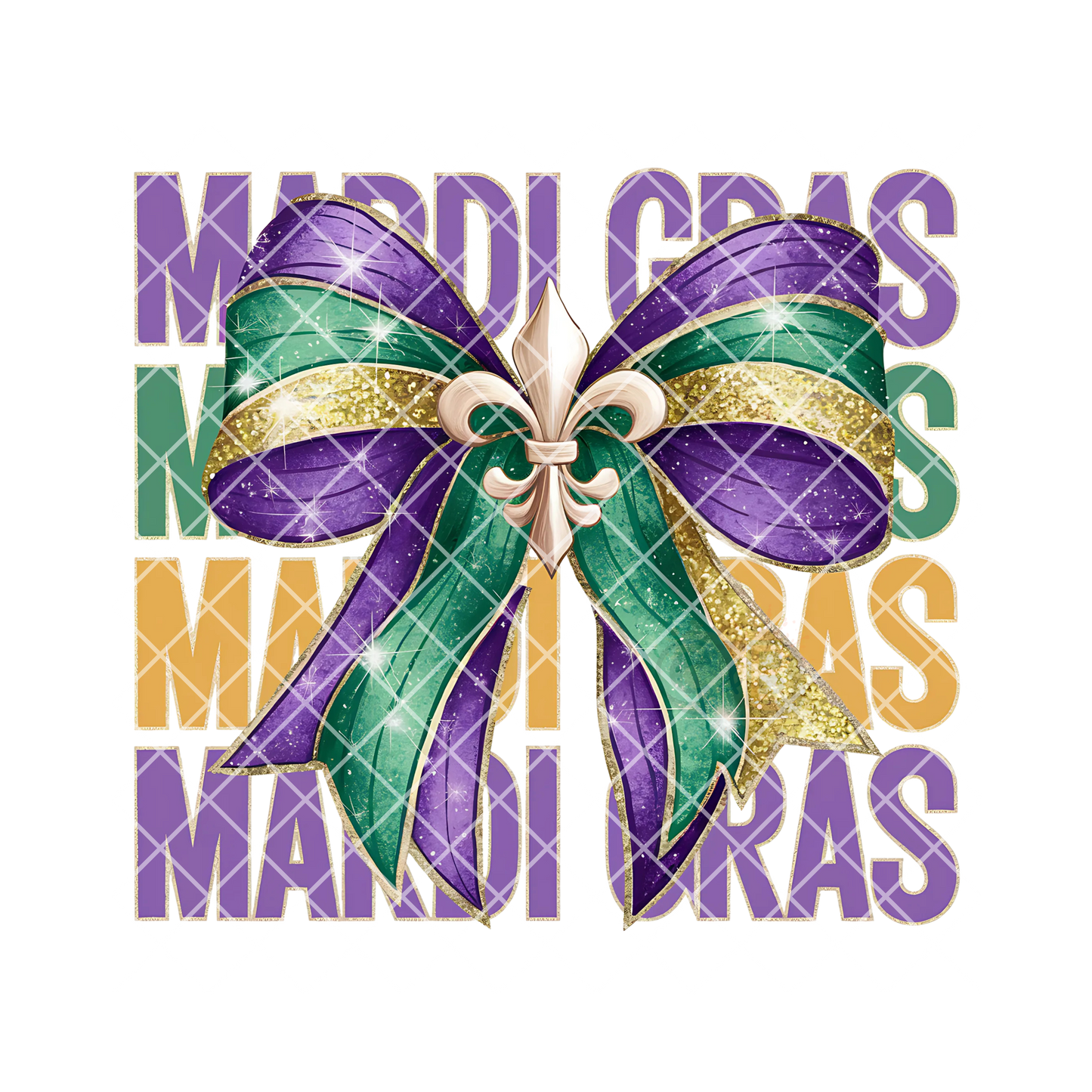 Mardi Gras with color bow DTF film t shirt transfer