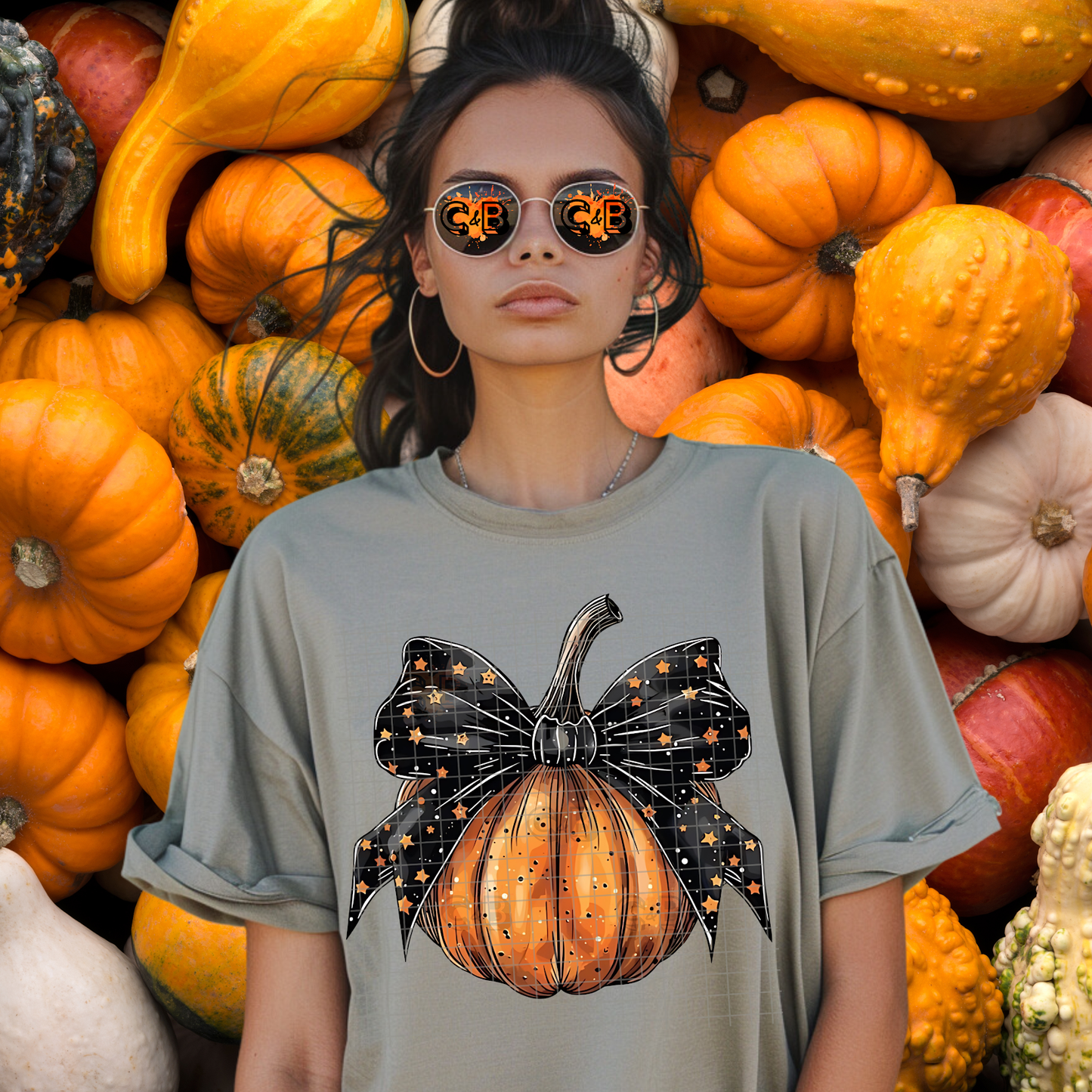 Pumpkin With Halloween Bow T-Shirt