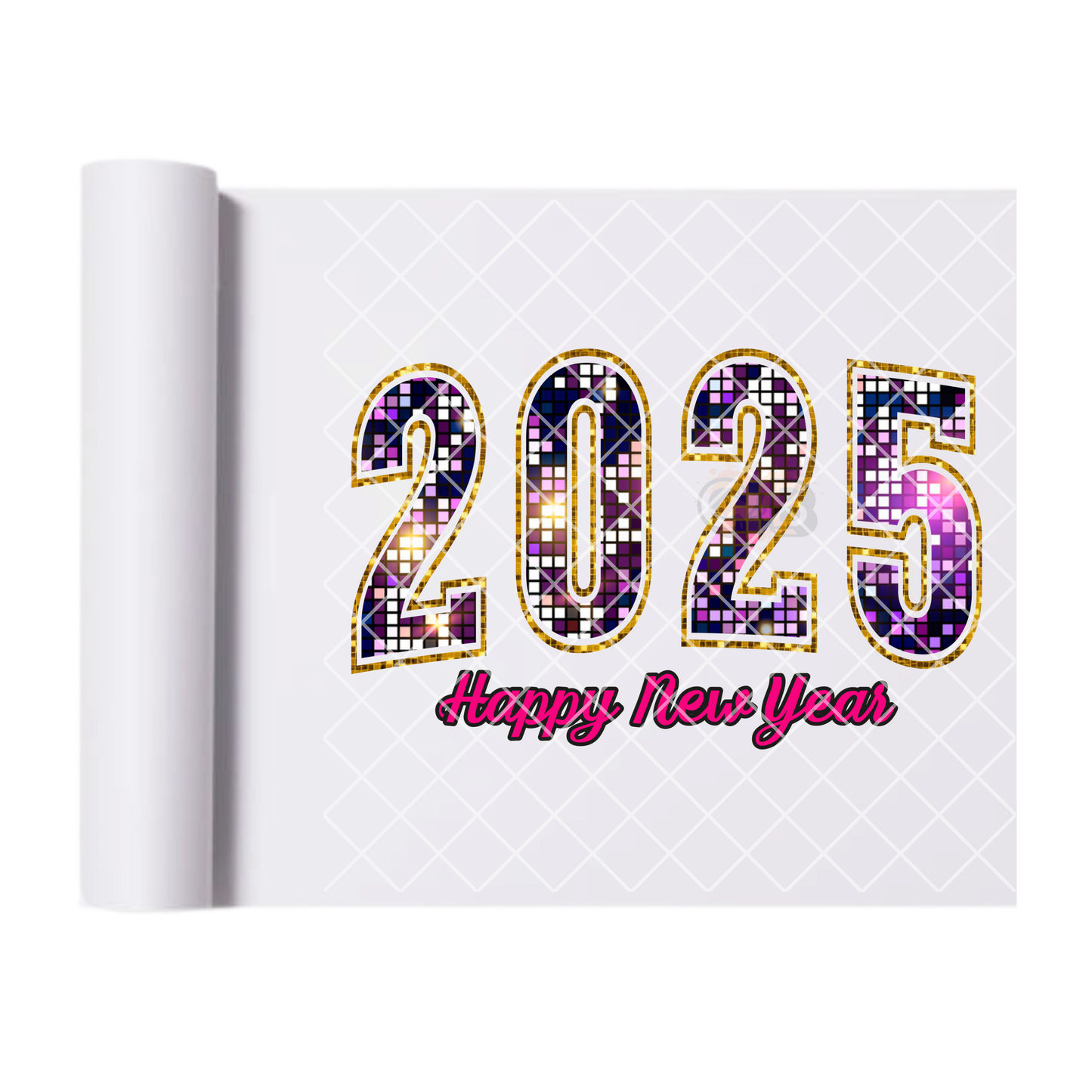 Purple bedazzled 2025 new year film t shirt transfer