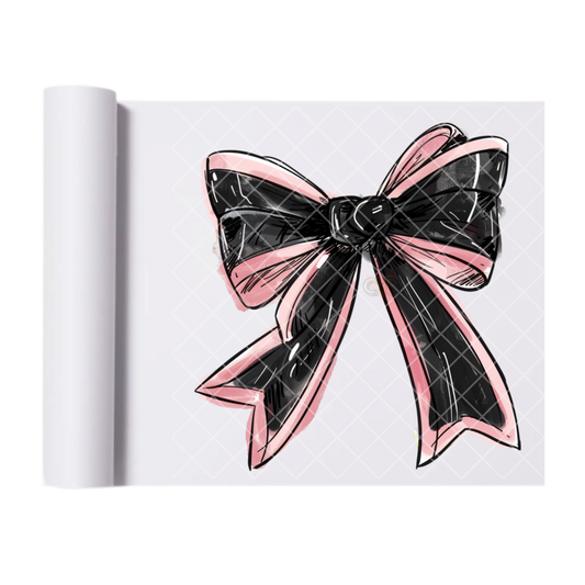 Black And Pink Bow - Direct Print Film Transfer for Trendy T-Shirts, Cotton, Polyester & Blends - High-Quality Print