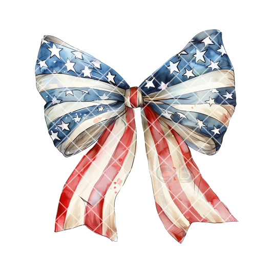 American flag bow watercolor PNG