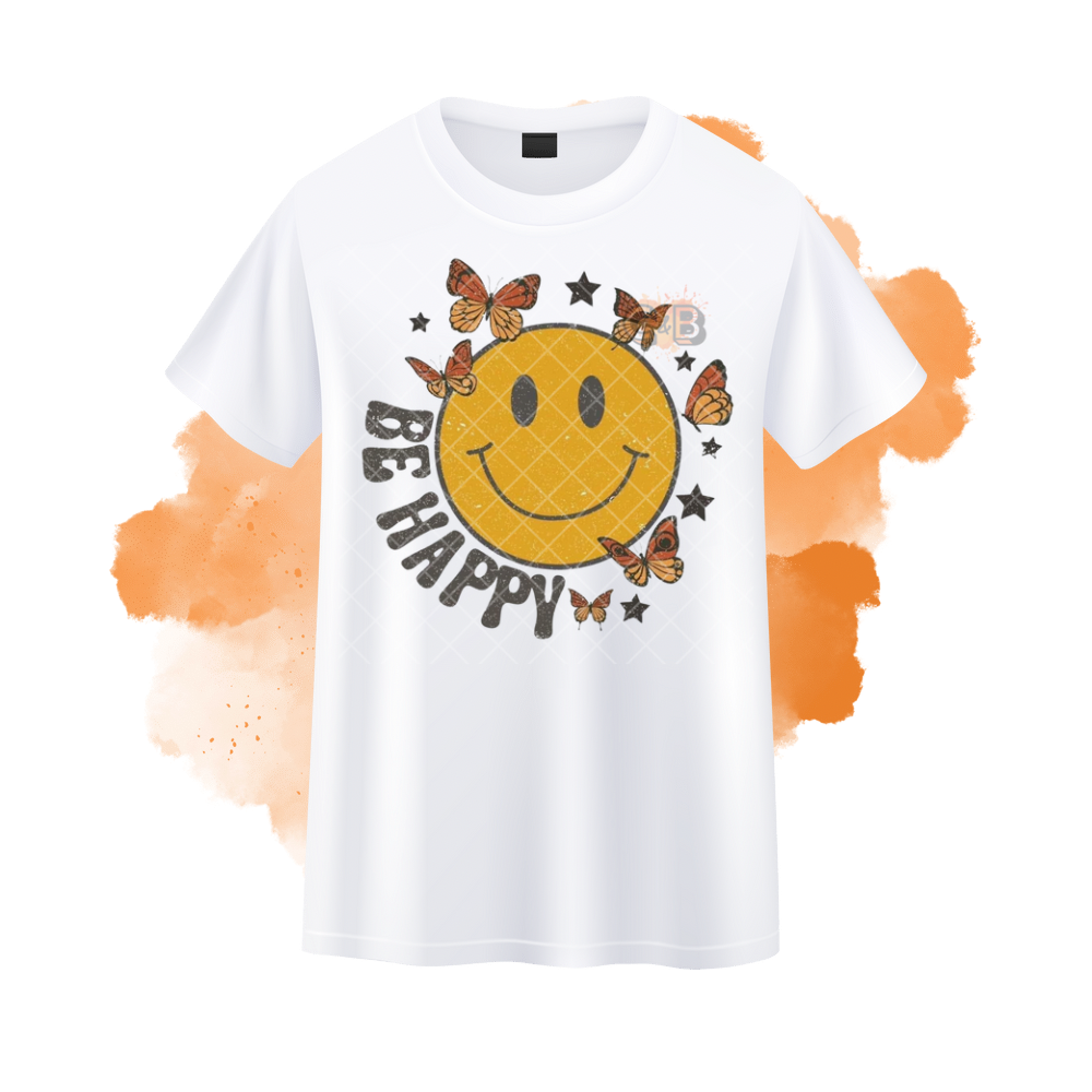 Smiley Be Happy Butterflies T-Shirt