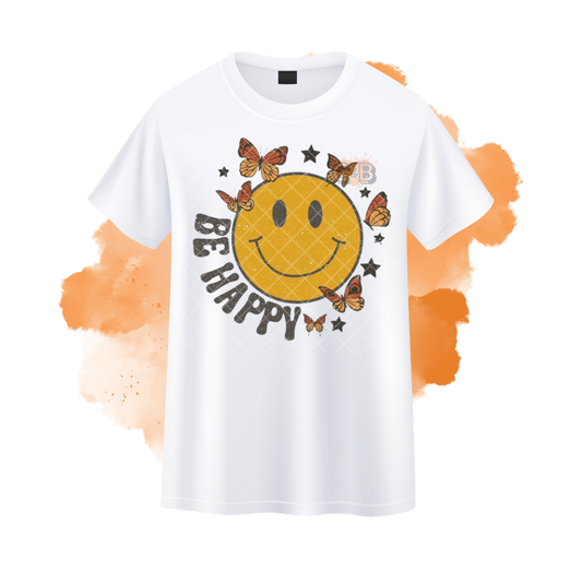 Smiley Be Happy Butterflies T-Shirt