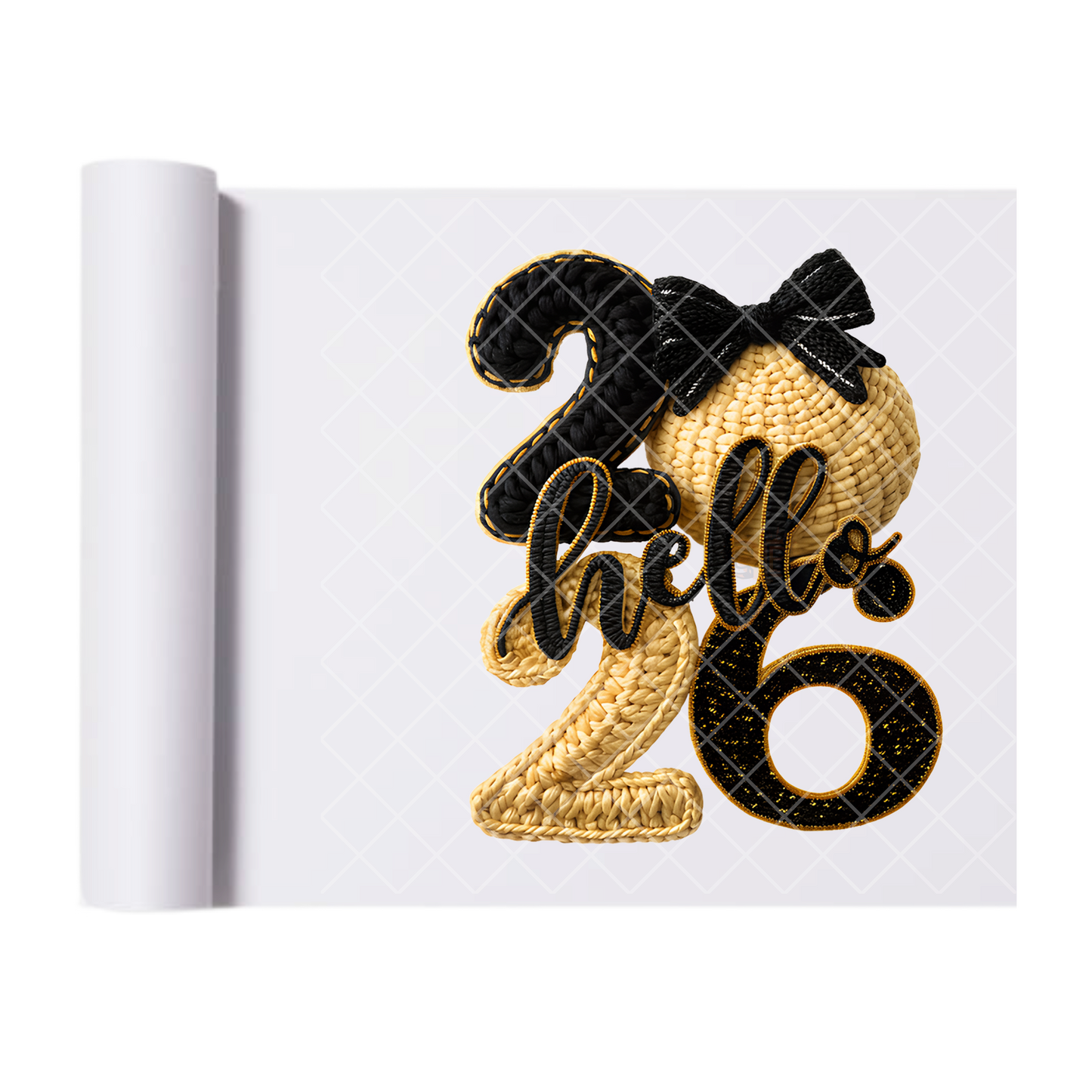 2026 Hello Faux Crochet - Direct-To-Film Heat Transfer for T-Shirts, Cotton, Polyester & Blends - High-Quality Print