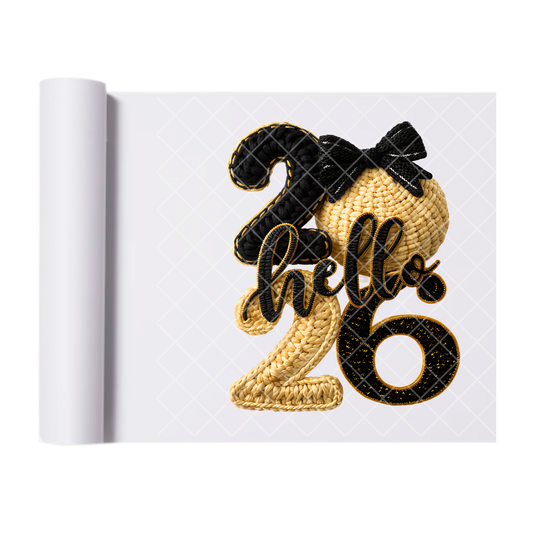 2026 Hello Faux Crochet - Direct-To-Film Heat Transfer for T-Shirts, Cotton, Polyester & Blends - High-Quality Print