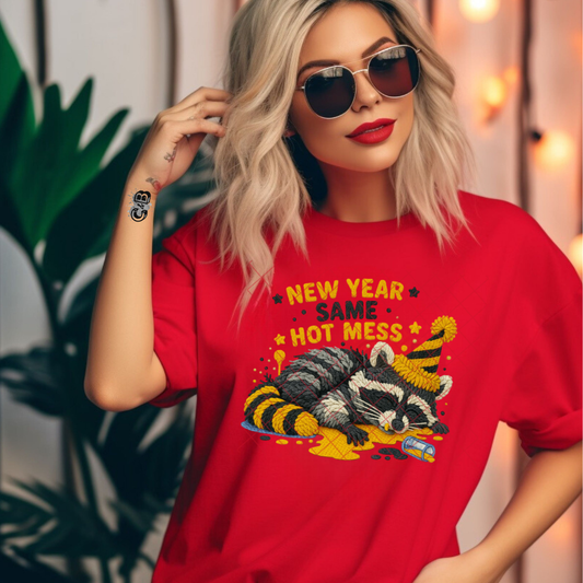 New Year Same Hot Mess - Premium Graphic T-Shirt for Casual Wear