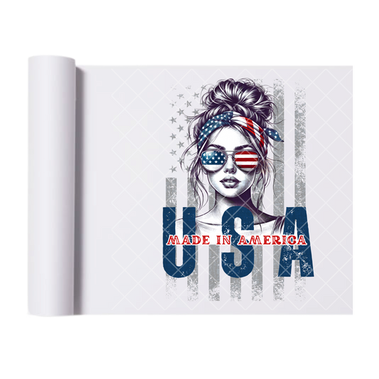 Made In America Babe - Direct Print Film Transfer for Trendy T-Shirts, Cotton, Polyester & Blends - High-Quality Print