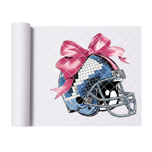 Football helmet disco ball pink bow DTF film t shirt transfer