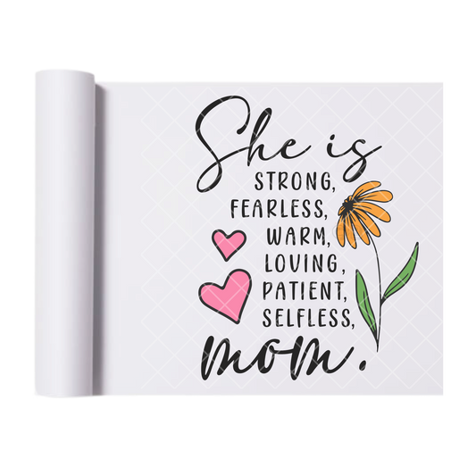 She Is Strong - Direct Print Film Transfer for T-Shirts, Cotton, Polyester & Blends - High-Quality Print