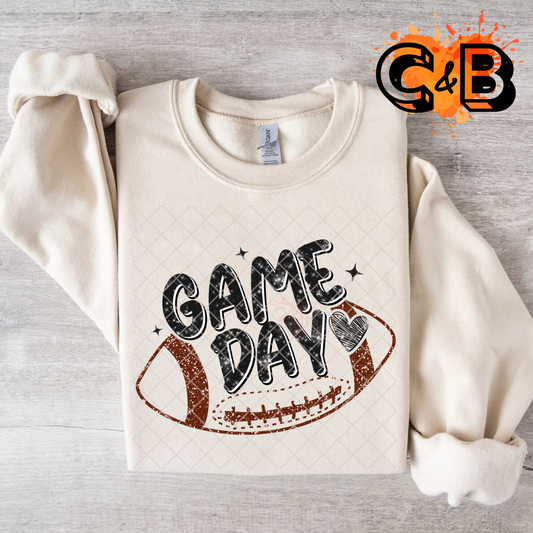 Game day scribble football and heart T-Shirt