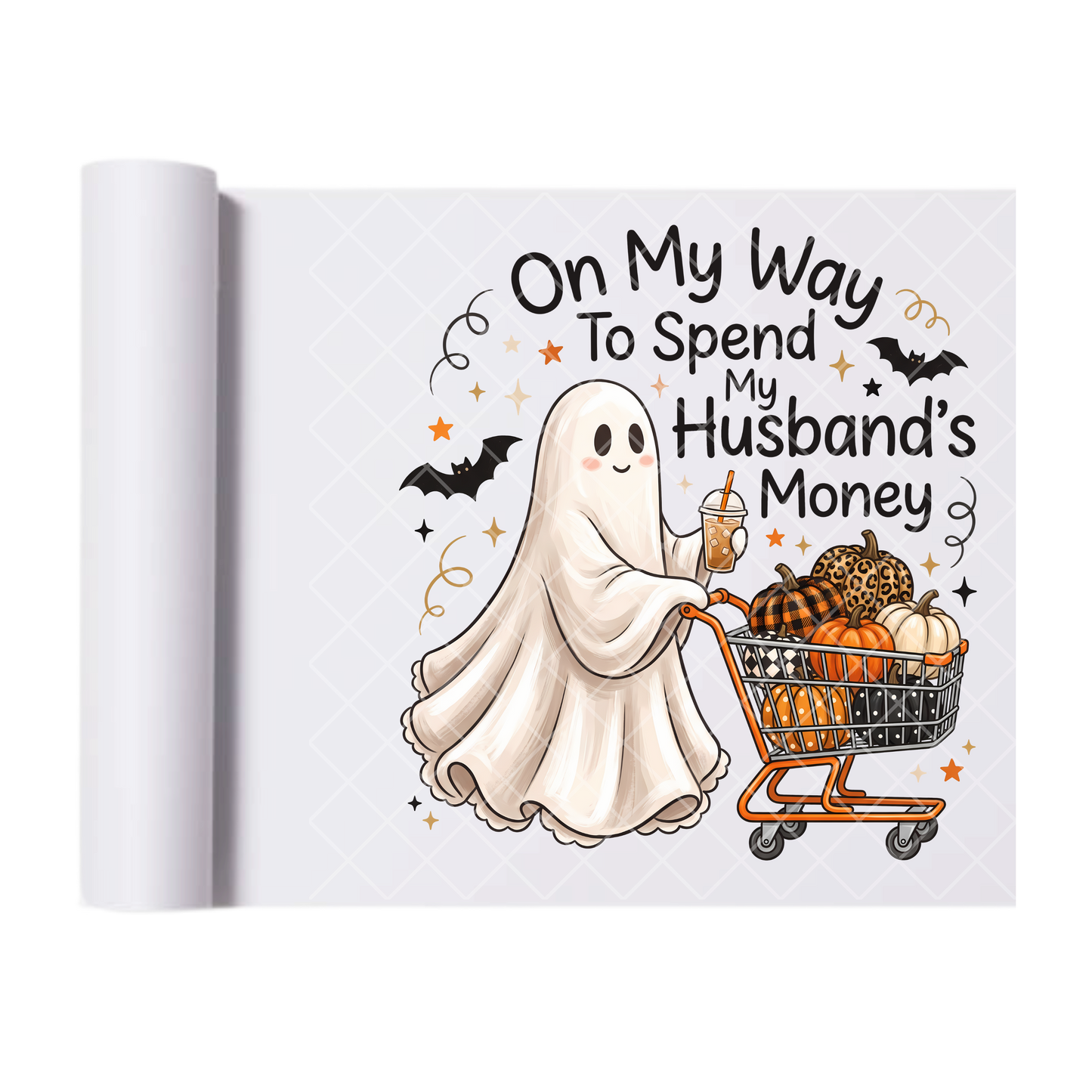 Husband's Money Ghost - Ready To Press Print Transfer for Apparel, Cotton, Polyester & Blends - High-Quality Print- Commercial Grade