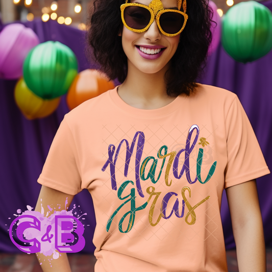 Mardi Gras cursive font T-Shirt