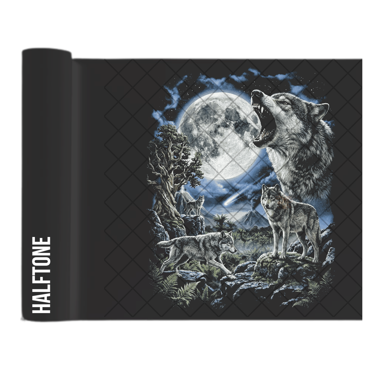 Wolves Midnight Moon - Direct Transfer Print, Ready To Press For T-Shirts, Cotton, Polyester & Blends - Tshirt Business Quality