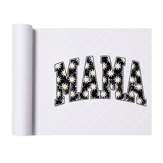 Mama Daisy Black Inlay - Direct Print Film Transfer for T-Shirts, Cotton, Polyester & Blends - High-Quality Print