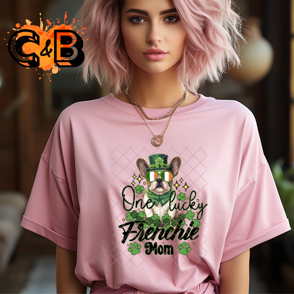 One Lucky Frenchie - Direct Print Film Transfer for T-Shirts, Cotton, Polyester & Blends - High-Quality DTF Print