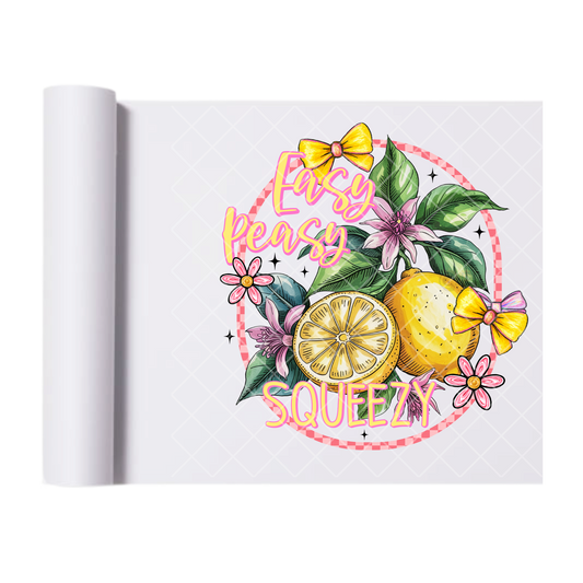 Easy Peasy Lemon Squeezy - Direct Print Film Transfer for Trendy T-Shirts, Cotton, Polyester & Blends - High-Quality Print