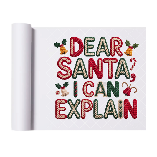 Dear Santa Faux Crochet - Direct-To-Film Heat Transfer for T-Shirts, Cotton, Polyester & Blends - High-Quality Print