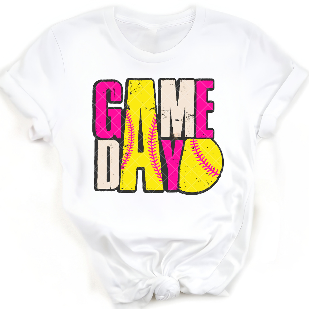 Game Day Yellow Softball - Premium Graphic T-Shirt for Casual Wear