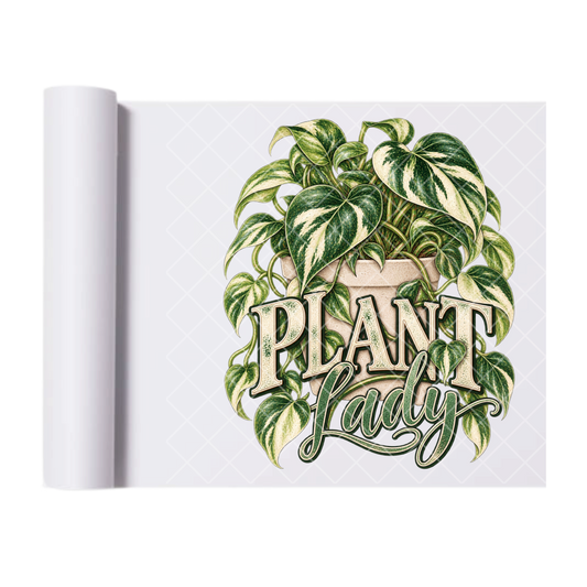 Plant Lady Variegated Pothos - Ready To Press Print Transfer for Apparel, Cotton, Polyester & Blends - High-Quality Print- Commercial Grade