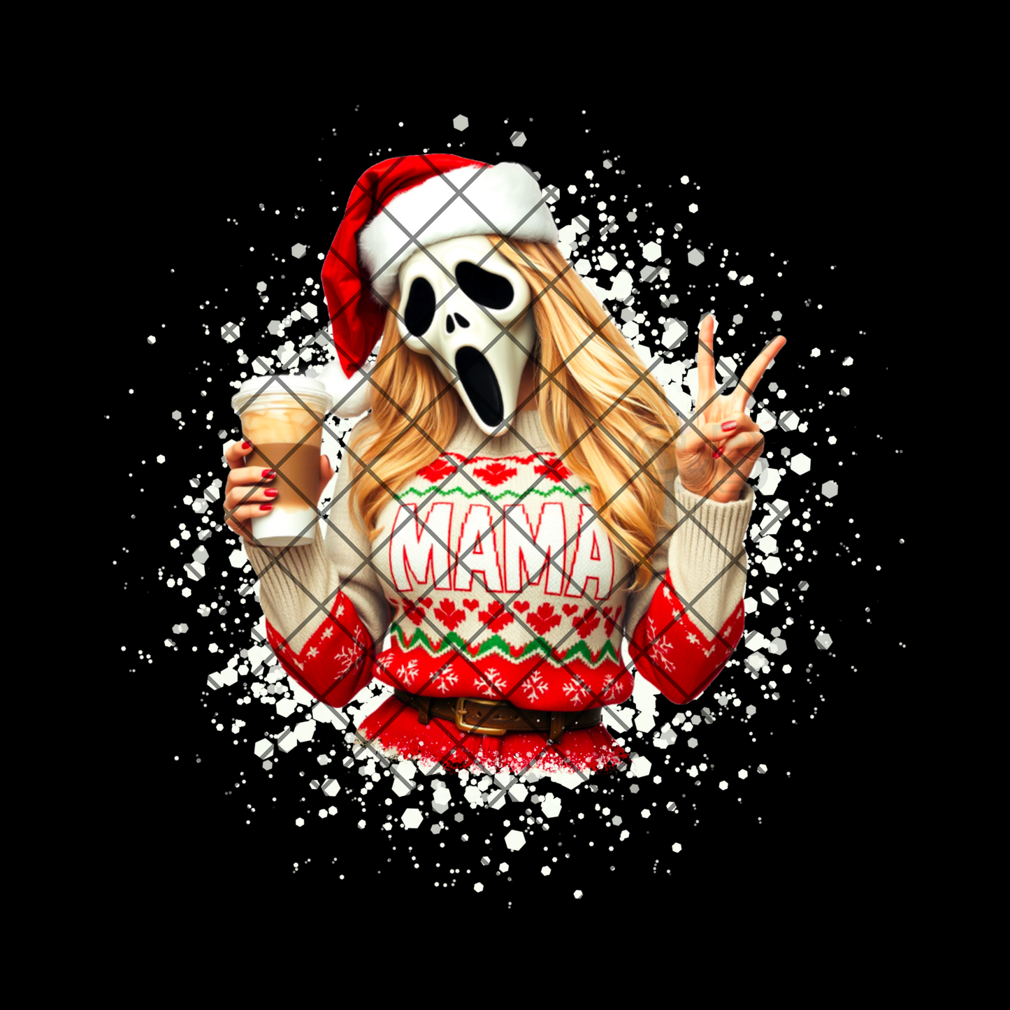 Ghostface christmas mama white PNG