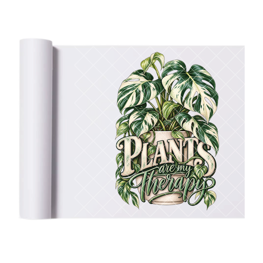Plants Are My Therapy Variegated Monstera - Ready To Press Print Transfer for Apparel, Cotton, Polyester & Blends - High-Quality Print- Commercial Grade