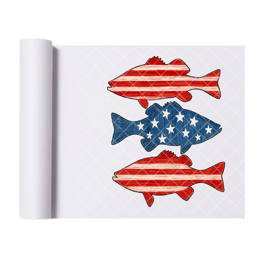 Bass American Flag Cut Out - Direct Print Film Transfer for Trendy T-Shirts, Cotton, Polyester & Blends - High-Quality Print