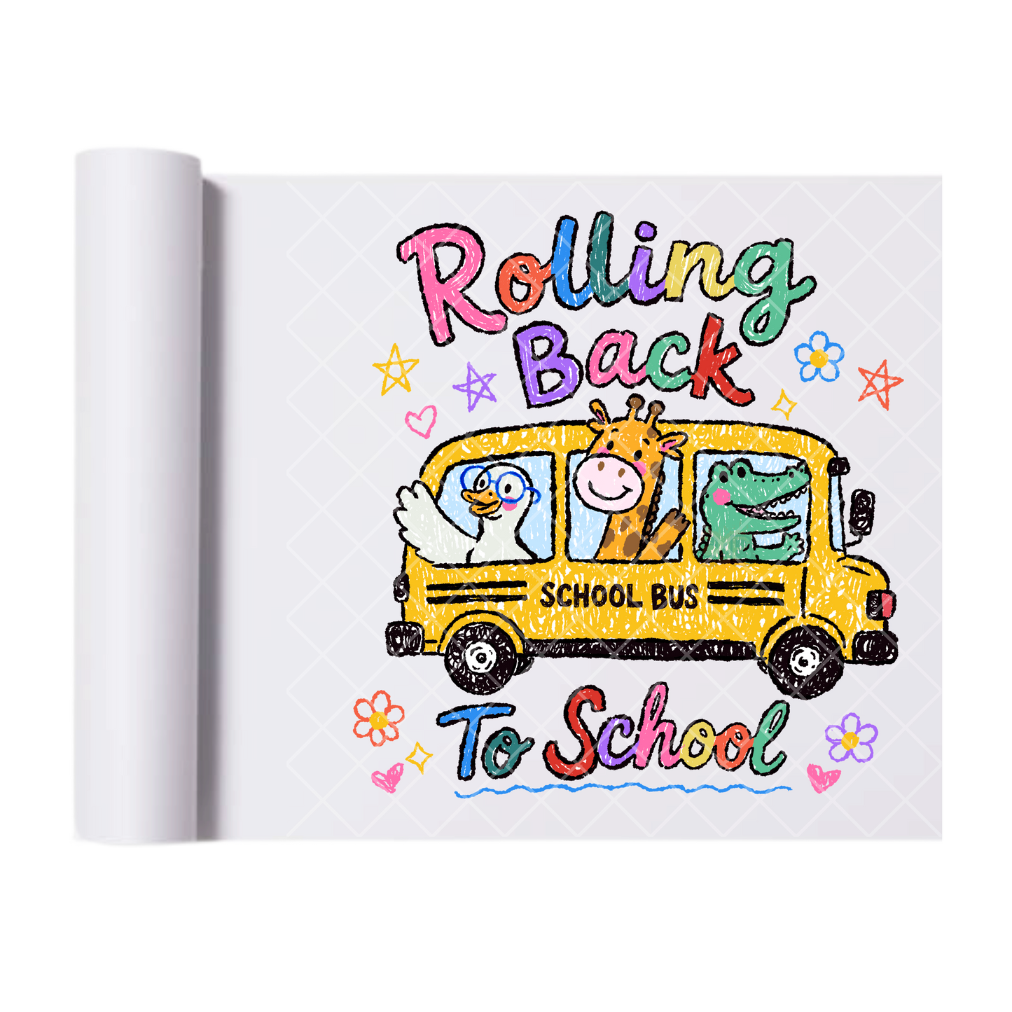 Rolling back to school - Direct Print Film Transfer for T-Shirts, Cotton, Polyester & Blends - High-Quality Print