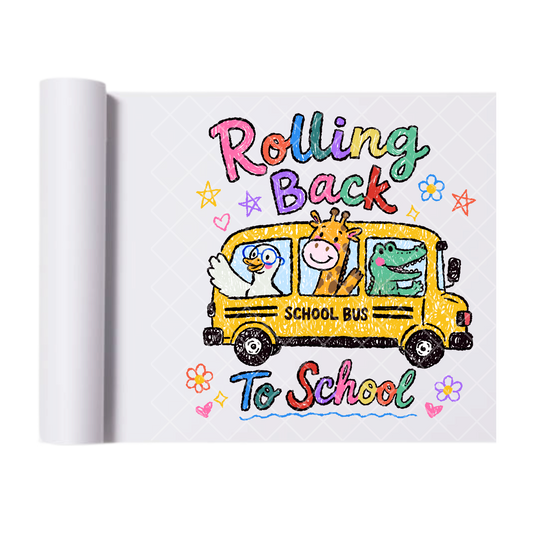 Rolling back to school - Direct Print Film Transfer for T-Shirts, Cotton, Polyester & Blends - High-Quality Print