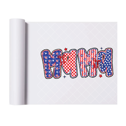 Patriotic Mama - Direct Transfer Print, Ready To Press For T-Shirts, Cotton, Polyester & Blends - Tshirt Business Quality