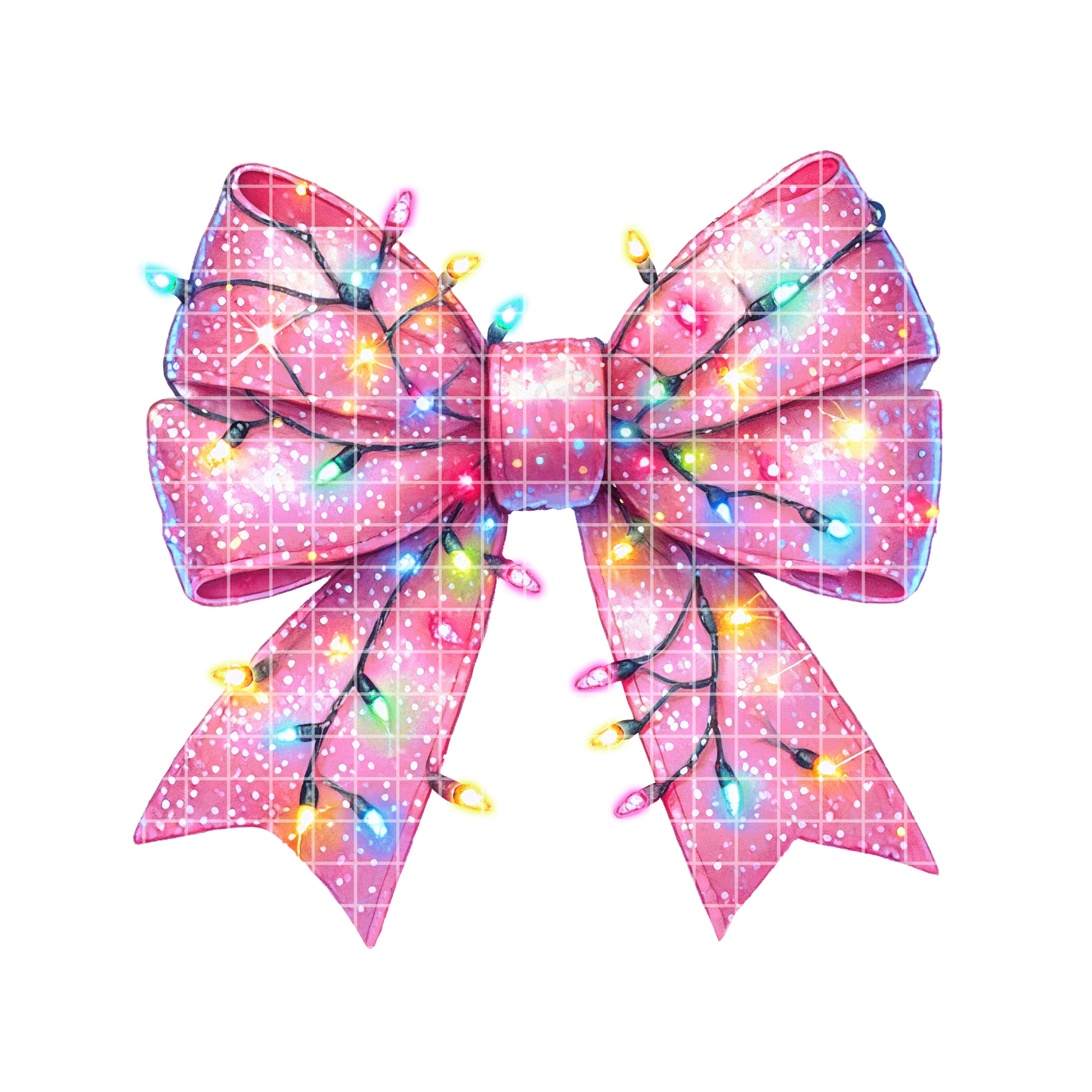 Pink Bow With Christmas Lights PNG