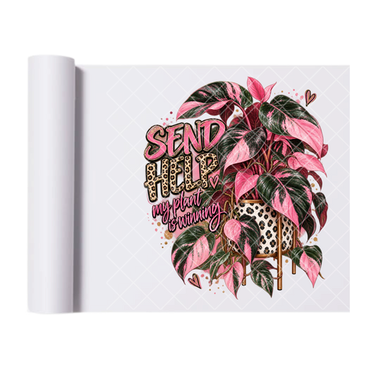 Send Help My Plant Is Winning Pink Princess Leopard - Ready To Press Print Transfer for Apparel, Cotton, Polyester & Blends - High-Quality Print- Commercial Grade