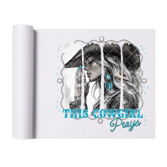 This Cowgirl Plays - Ready To Press Print Transfer for Apparel, Cotton, Polyester & Blends - High-Quality Print- Commercial Grade