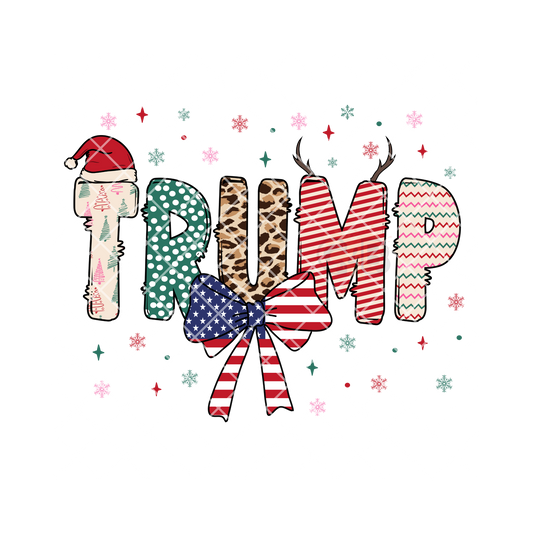 Trump multi pattern Christmas American flag bow PNG