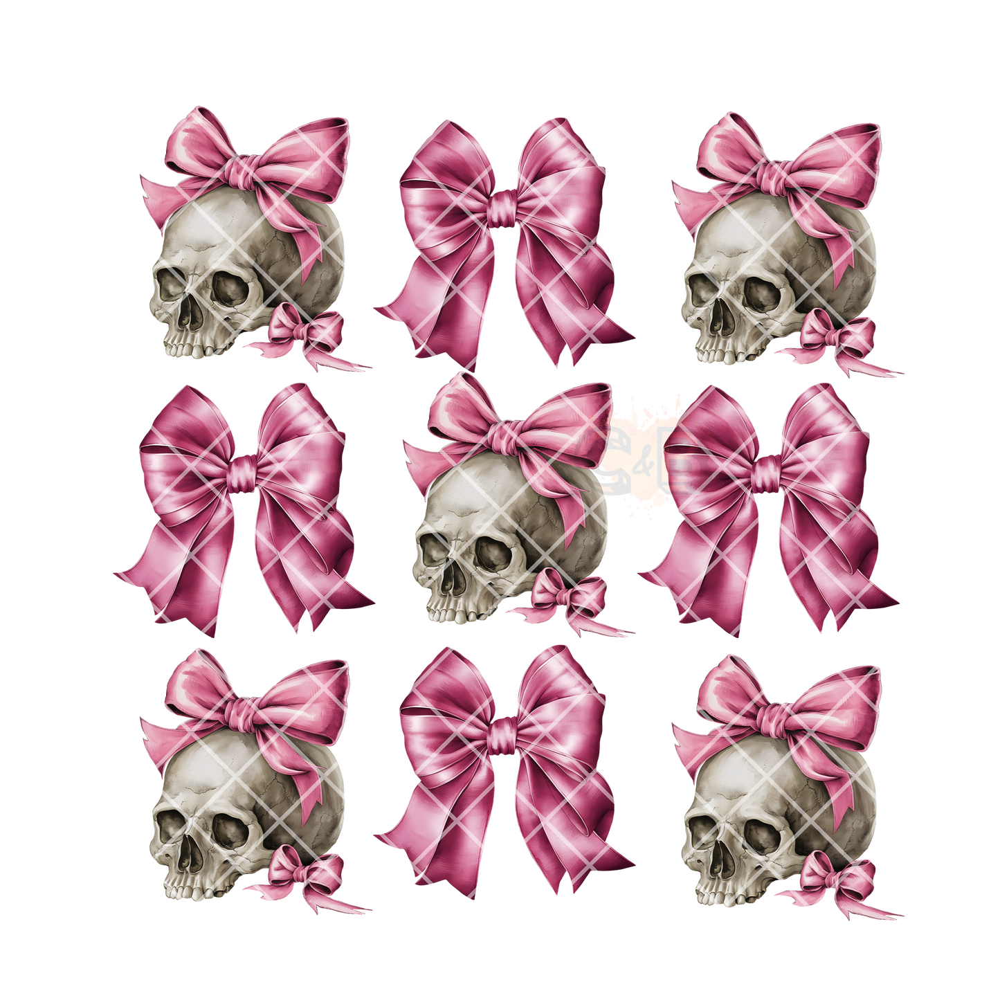 Skulls and pink bows PNG