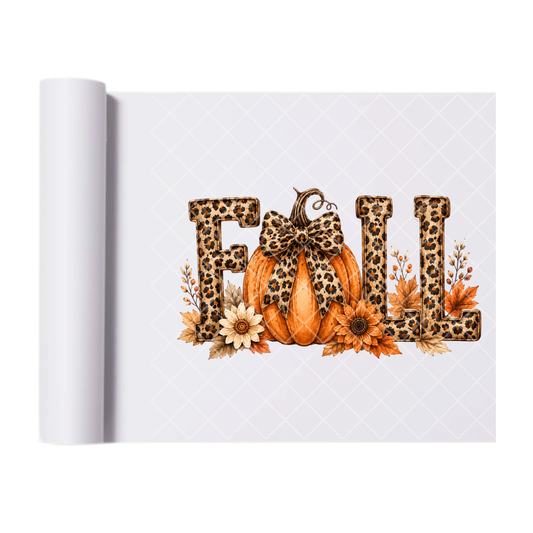 Leopard Print Fall and Pumpkin - Ready To Press Print Transfer for Apparel, Cotton, Polyester & Blends - High-Quality Print- Commercial Grade