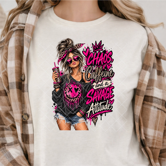 Savage Attitude Gal - Premium Graphic T-Shirt for Casual Wear