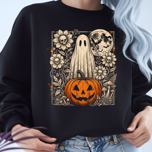 Halftone Floral Lace Ghost - Premium Graphic T-Shirt for Casual Wear