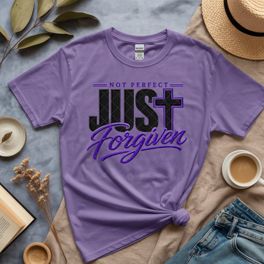 Faux Stitch Forgiven Black and Purple - Premium Graphic T-Shirt for Casual Wear