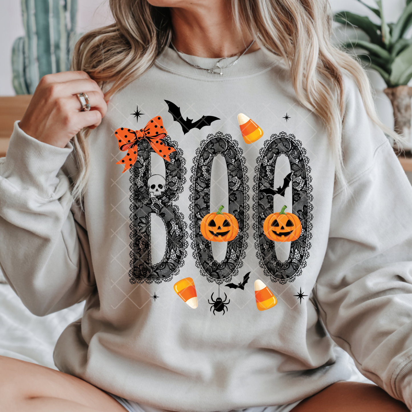 Lace Boo Halloween - Premium Graphic T-Shirt for Casual Wear