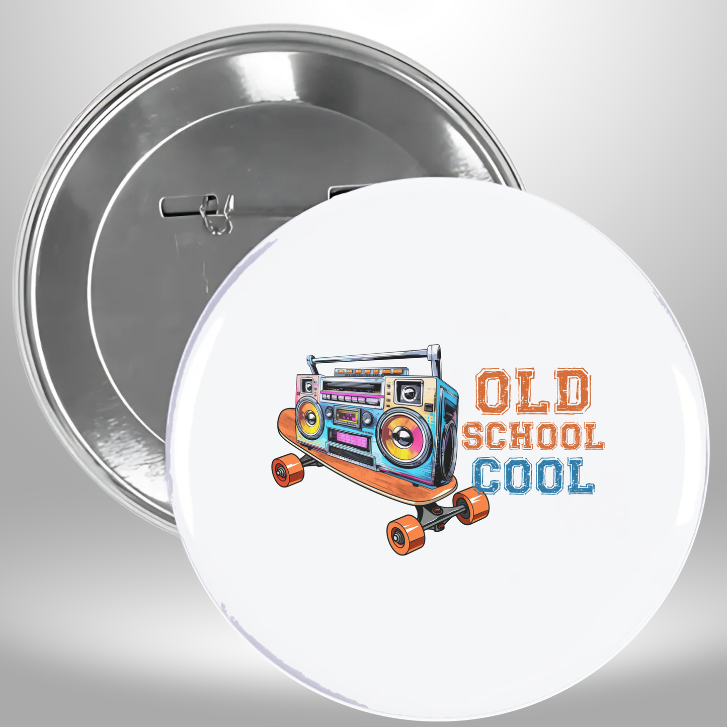 Boombox On Skateboard Pinback Button