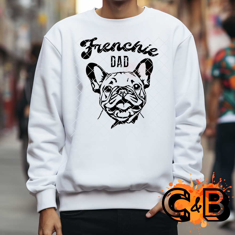 Frenchie dad black stencil PNG