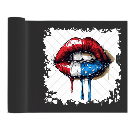Dripping American Lips - Direct Print Film Transfer for Trendy T-Shirts, Cotton, Polyester & Blends - High-Quality Print