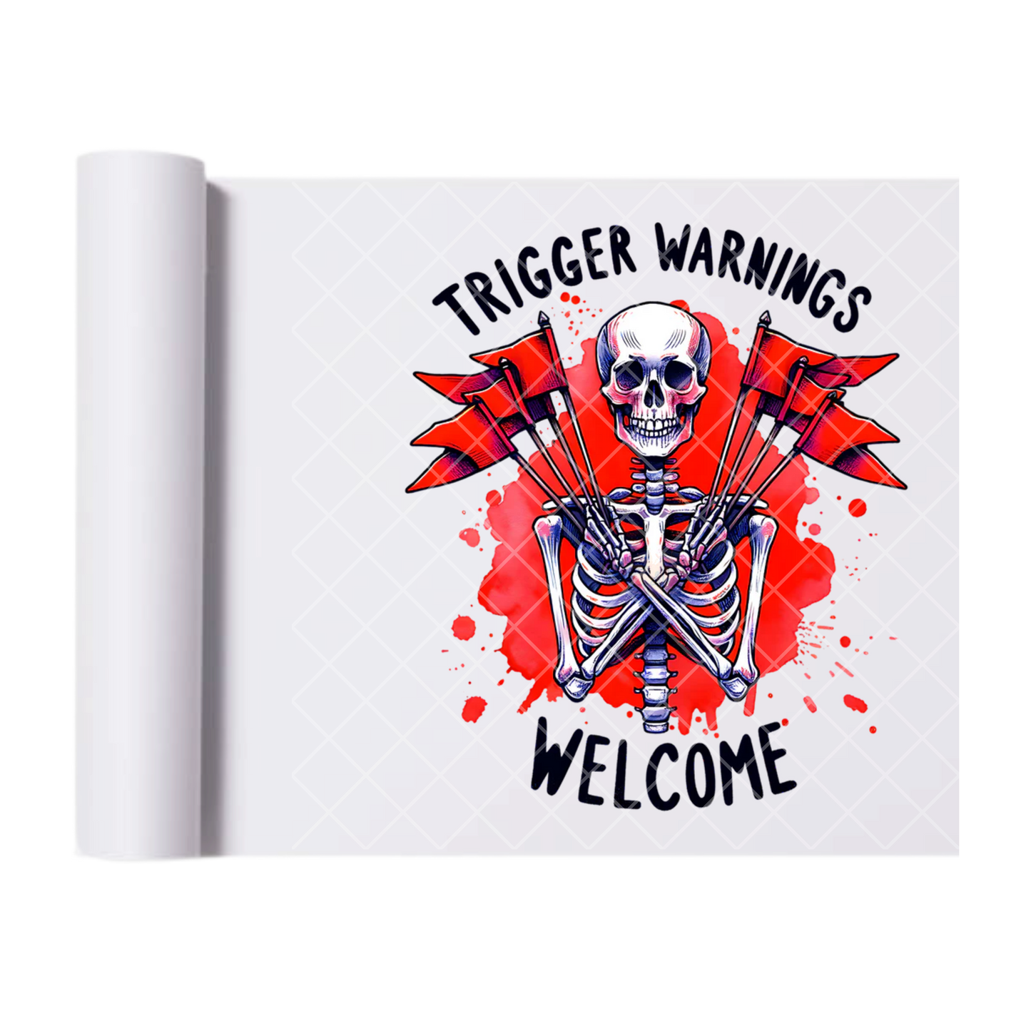 Trigger Warning Red Flag - Ready To Press Print Transfer for Apparel, Cotton, Polyester & Blends - High-Quality Print- Commercial Grade