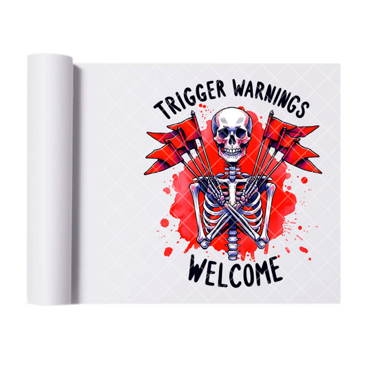 Trigger Warning Red Flag - Ready To Press Print Transfer for Apparel, Cotton, Polyester & Blends - High-Quality Print- Commercial Grade