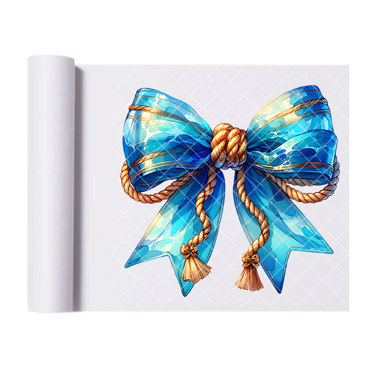 Aquatic Bow- Direct Print Film Transfer for T-Shirts, Cotton, Polyester & Blends - High-Quality Print