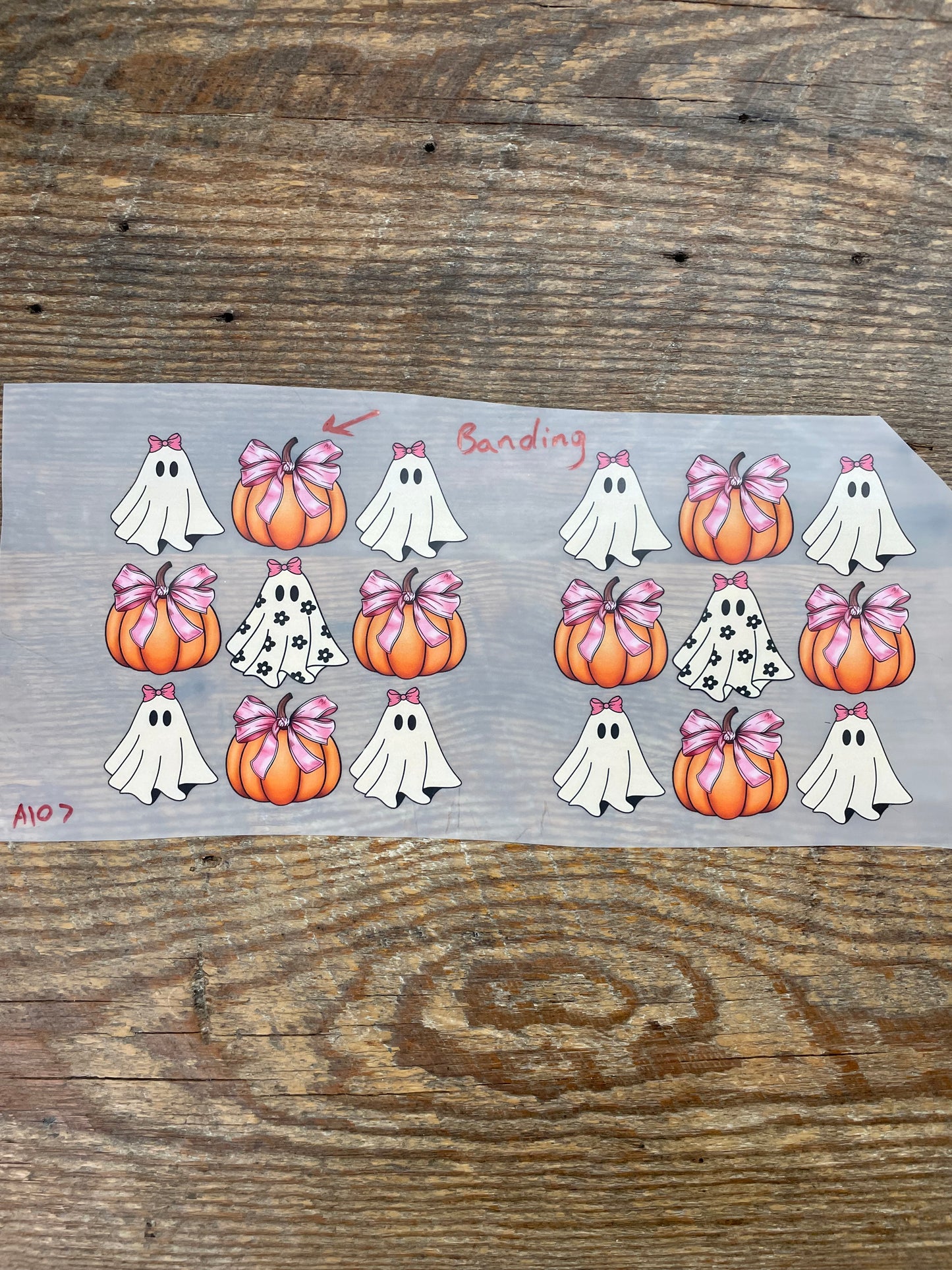 Pumpkins bows and ghosts #A107 Discount Print