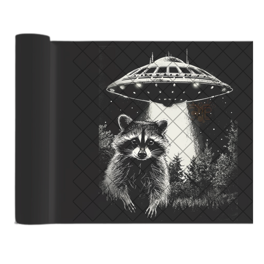 Raccoon abduction DTF film t shirt transfer