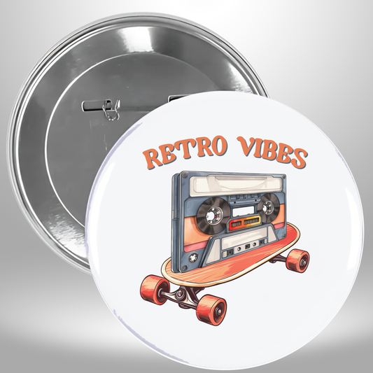 Retro Vibes Tape On Board Pinback Button