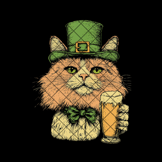 Shamrock Cat Top Hat Bow Tie PNG