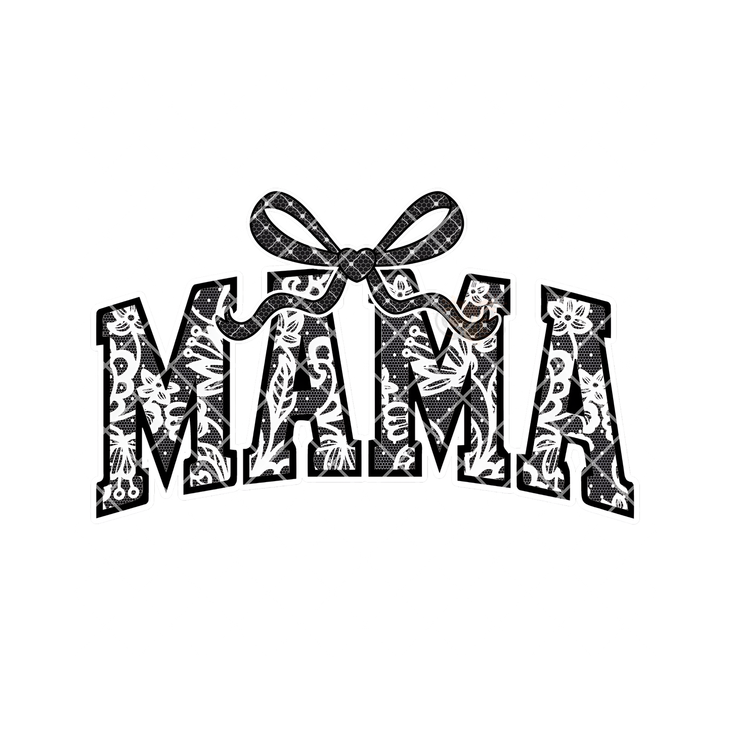 Mama Black and White Ornate PNG